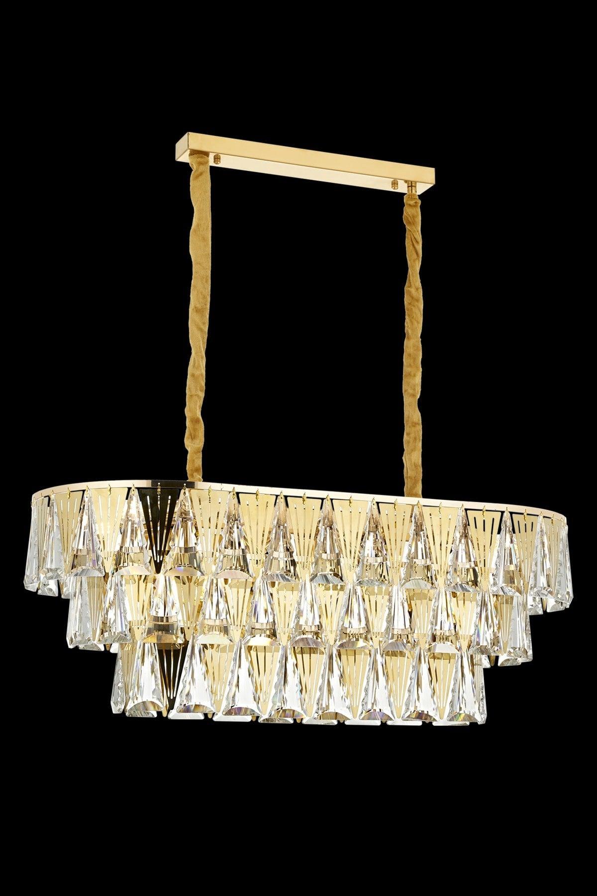 Valeria 80's Yellow Crystal Stone Chandelier Over the Dining Table - Swordslife