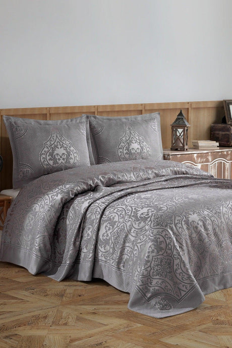 Valeron Panel Chenille Double Bedspread (gray) - Swordslife