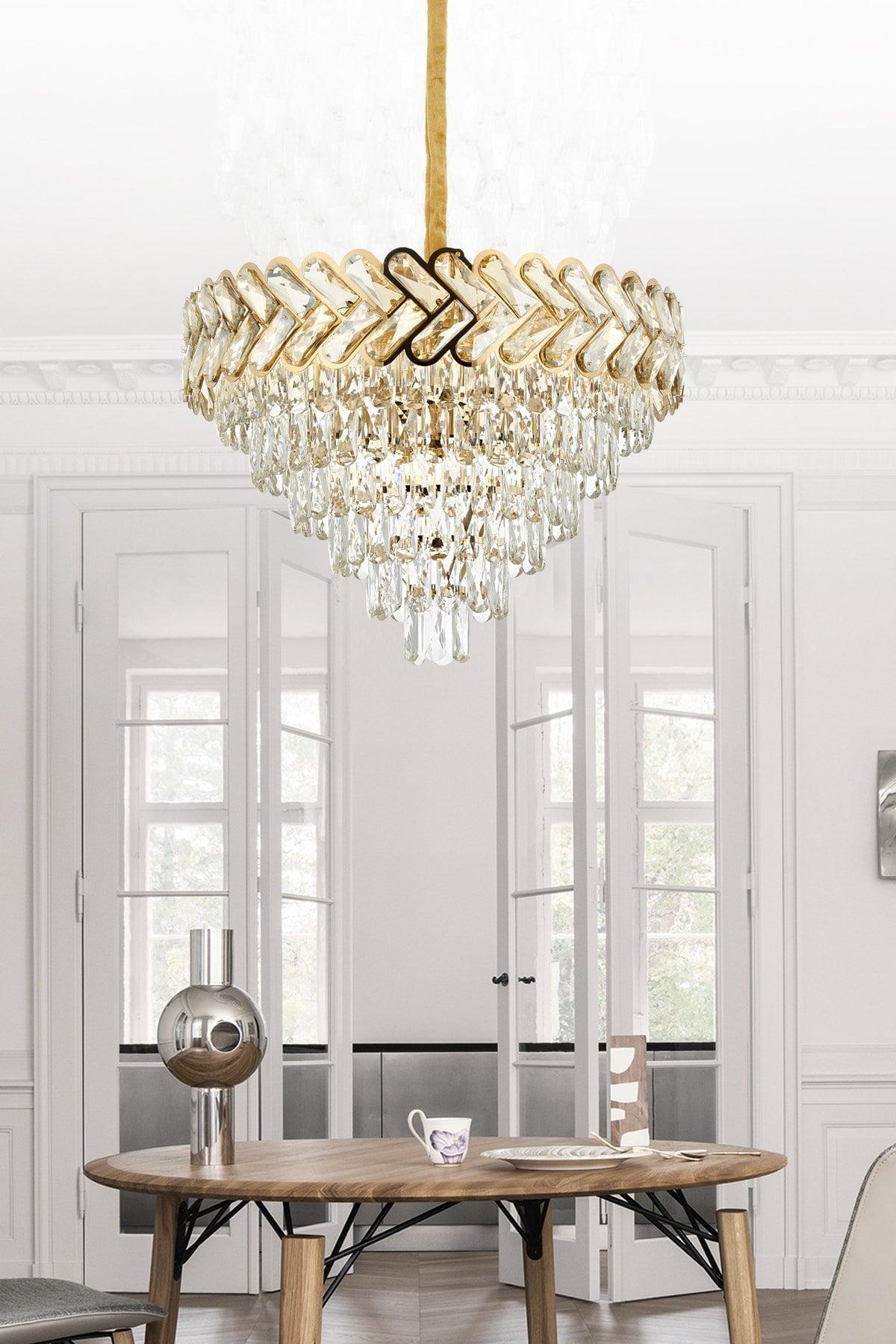 Vanessa 60 Yellow Crystal Stone Chandelier - Swordslife