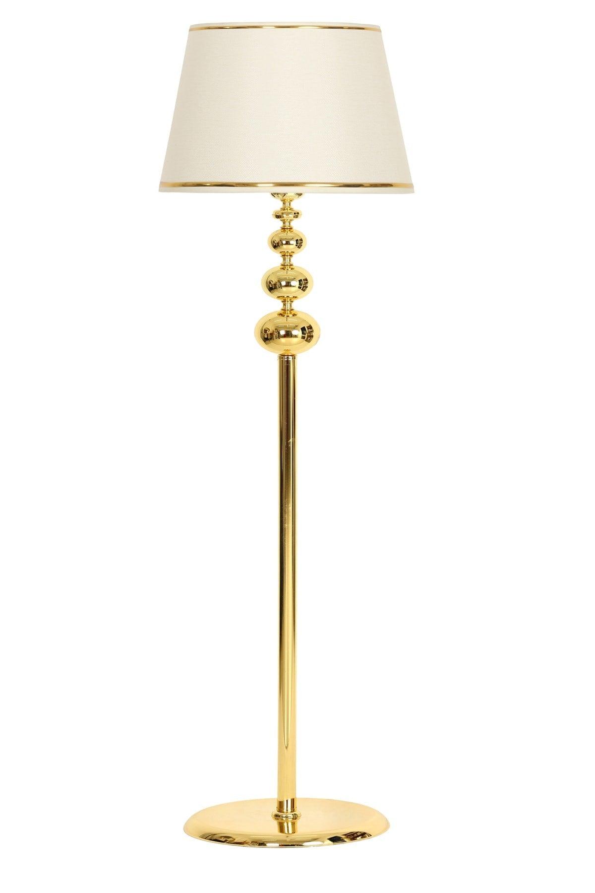 Vega Gold Plated Triple Sphere Metal Floor Lamp - S Cream with Gold Stripe - Swordslife