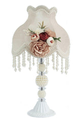 Velvet Covered Floral Decorated Lampshade - Swordslife