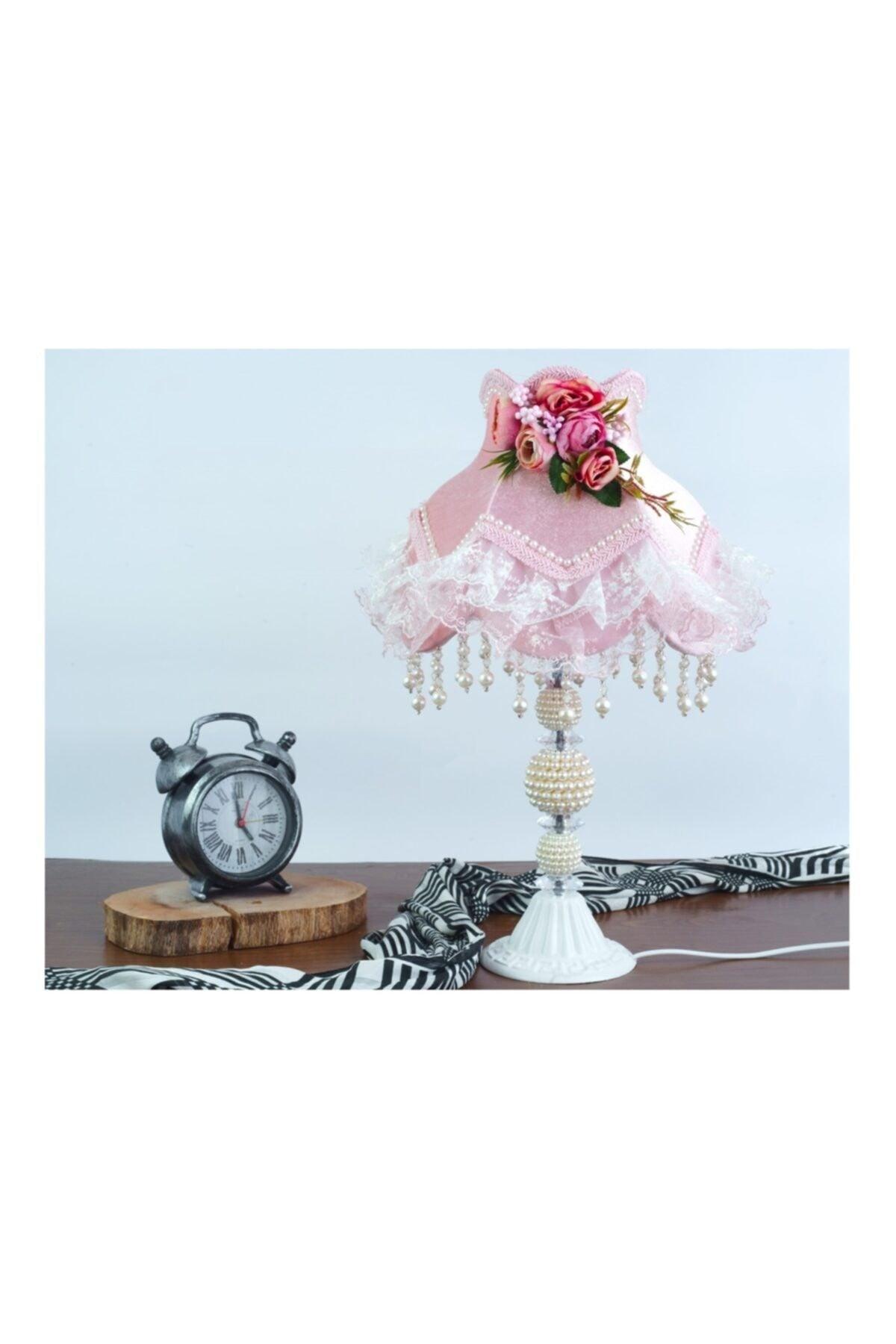 Velvet Covered Floral Decor Light Pink Lampshade - Swordslife