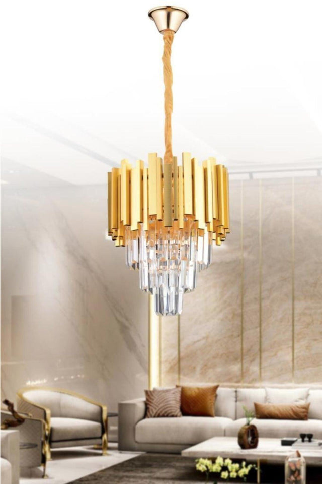 Vera 30 Gold Coffin Stone Luxury Chandelier - Swordslife