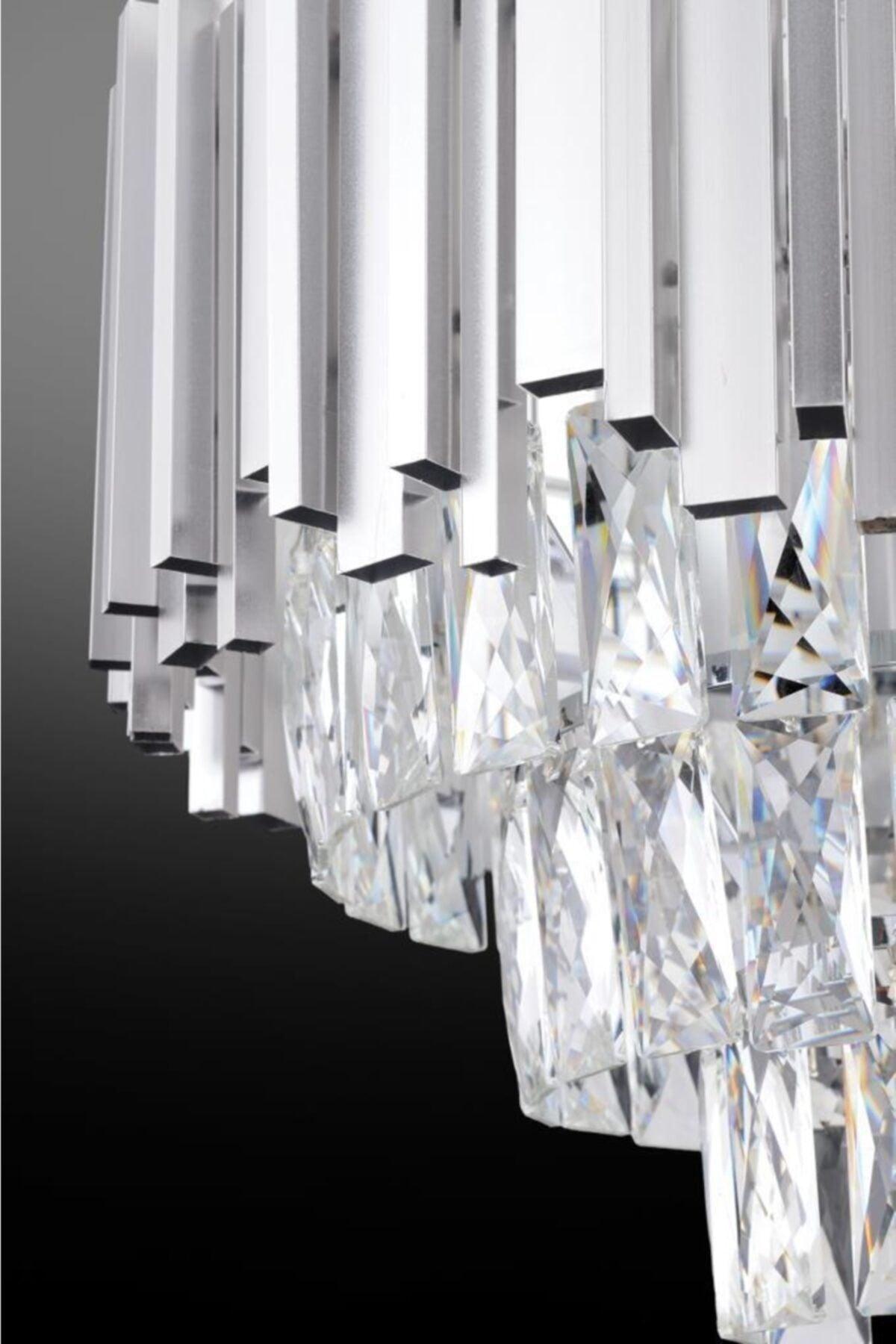 Vera 40' Silver Square Crystal Stone Chandelier - Swordslife