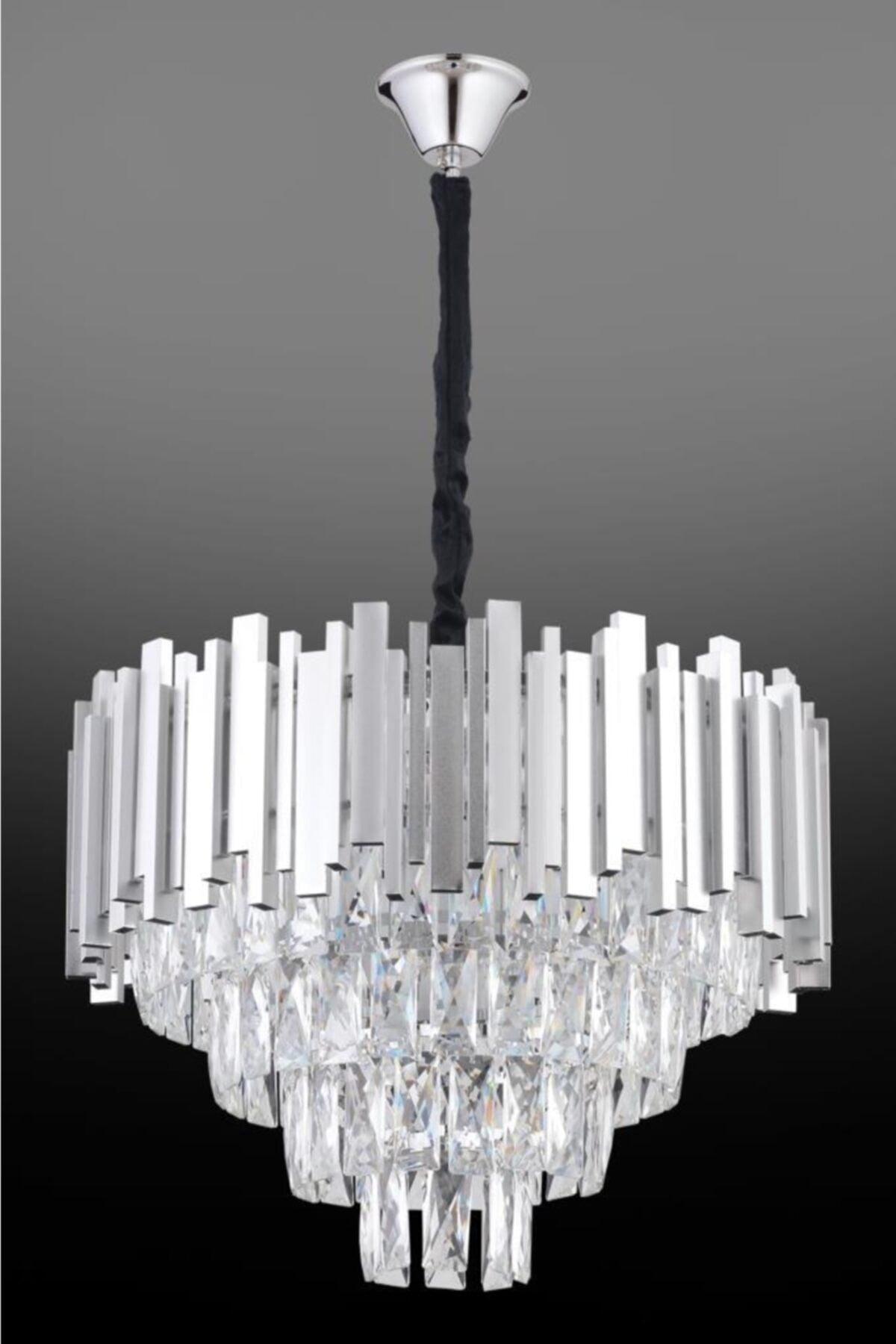 Vera 50 Sterling Silver Crystal Square Stone Chandelier - Swordslife