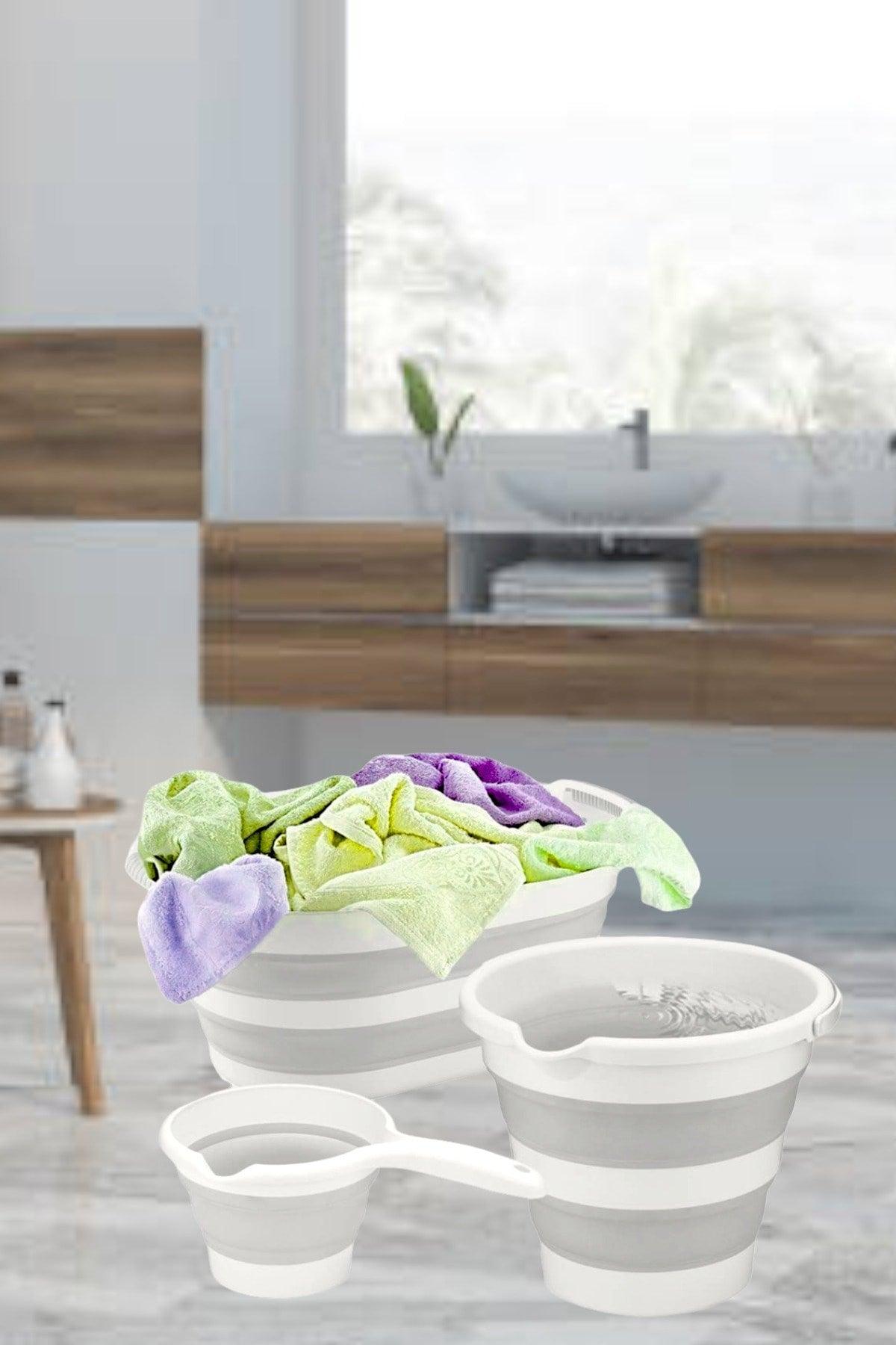 Vera Bath 3-Set Folding Multi Set Basket-bucket-cup - Swordslife