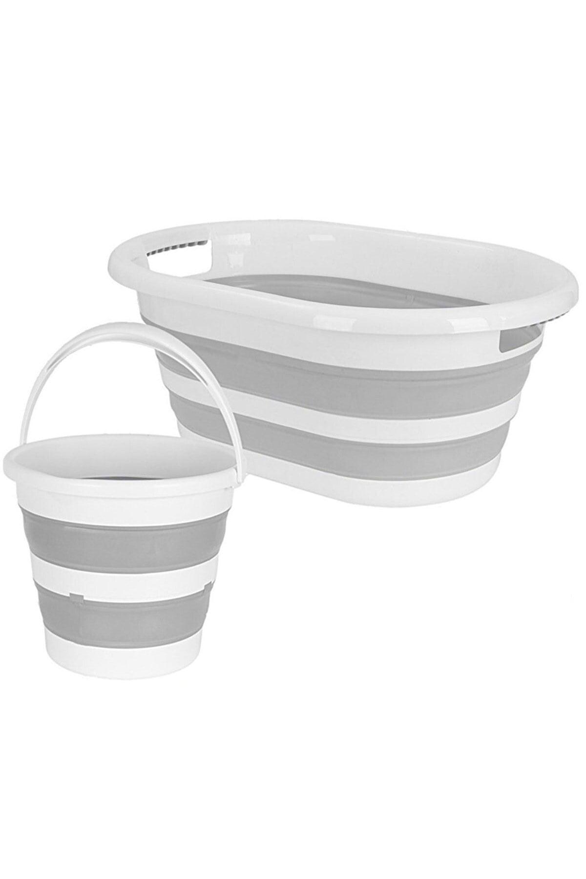 Vera Bath Folding Laundry Basket Folding Cleaning Bucket Multi Set Double - Swordslife