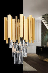 Vera Gold Square Crystal Stone Wall Sconce - Swordslife