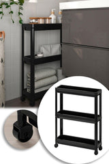 Vera Home Rolling Shelving Unit 3 Tiers Black Bathroom Shelf Kitchen Shelf - Swordslife