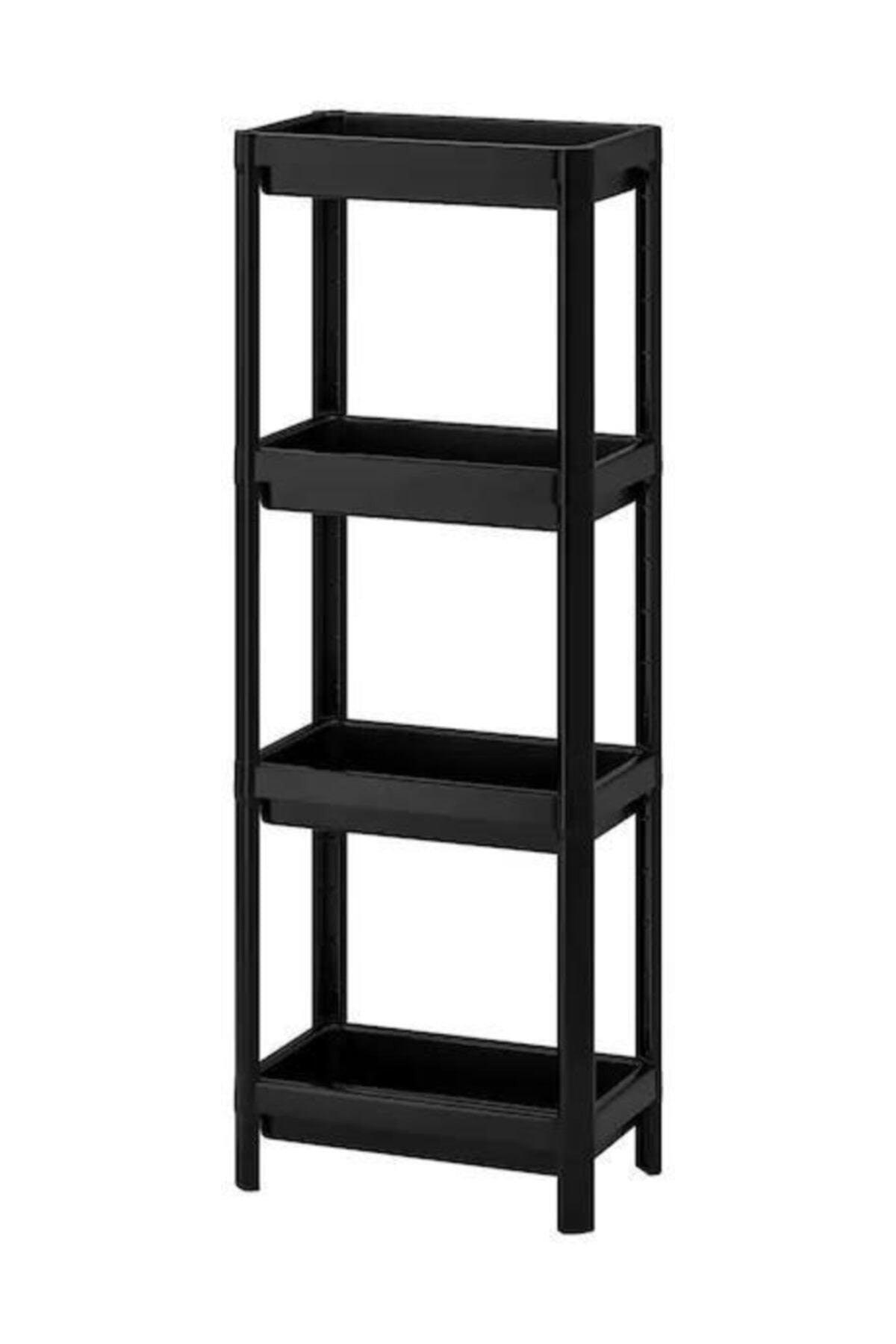 Vesken 3 Tiers Black Partitioned Bathroom Shelf