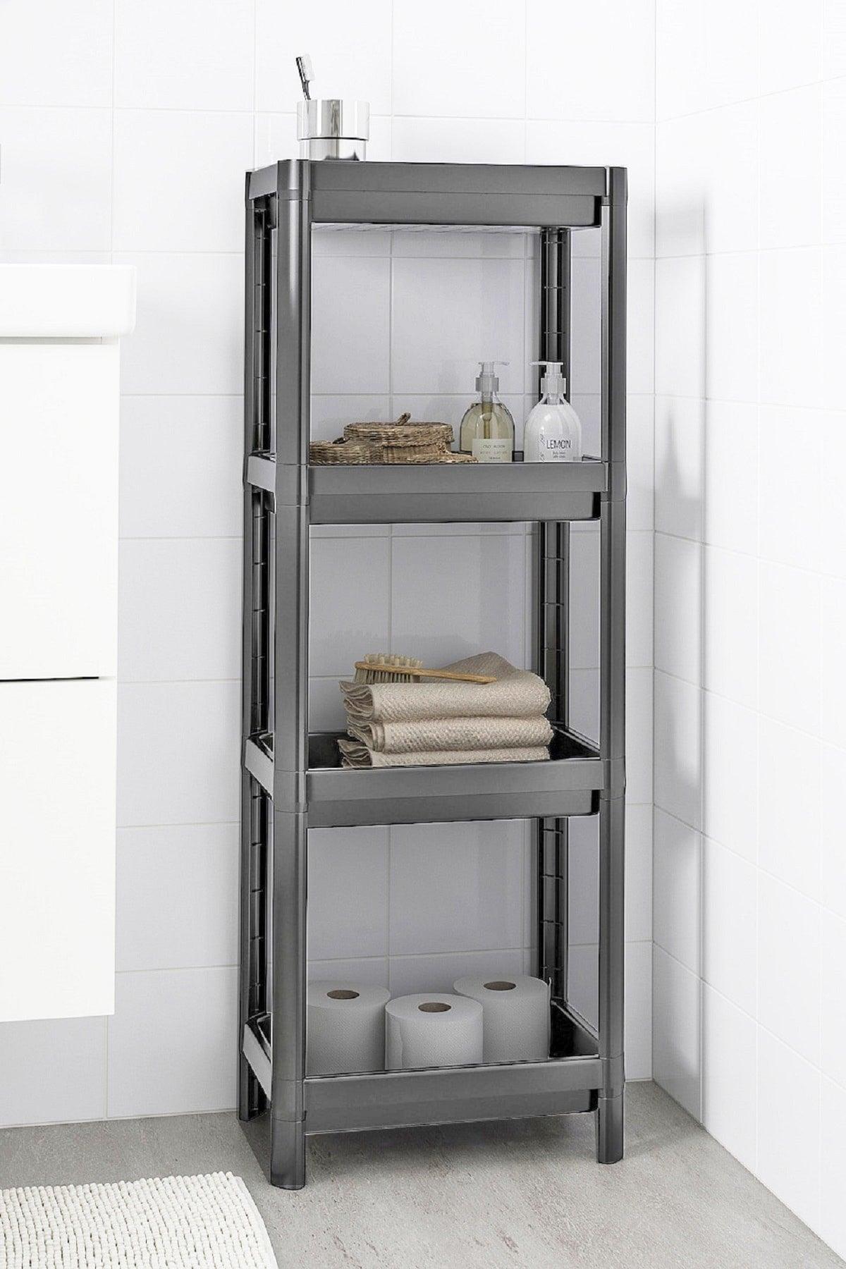 Vesken 4 Tiers Bathroom Shelving Unit Gray Bathroom