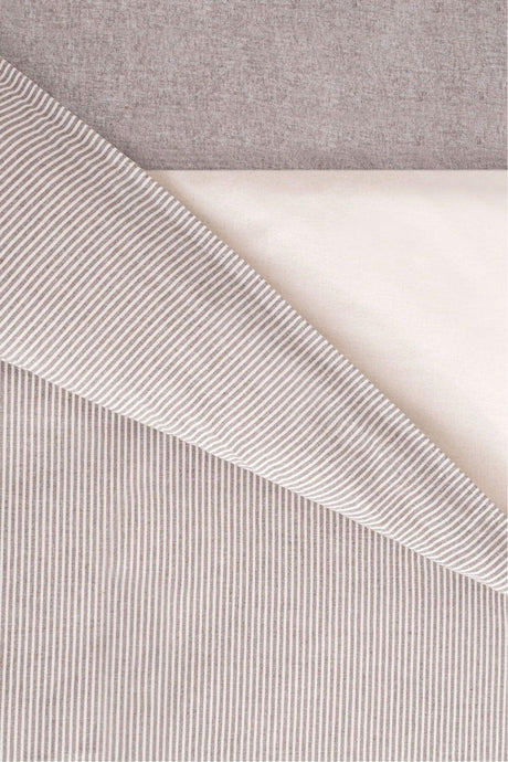 Viento Duvet Cover Set Cotton Polyester Brown Ecru Striped Oversized 9520a - Swordslife