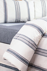 Viento Duvet Cover Set Cotton Polyester Navy Blue Coffee Striped Navy Blue Double 9507a - Swordslife