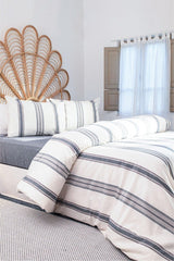 Viento Duvet Cover Set Cotton Polyester Navy Blue Coffee Striped Navy Blue Single 9506a - Swordslife