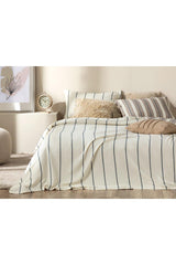 Vittate Natural Yarn Dyed Double Duvet Cover Set 200x220 Cm Brown – Navy Blue - Swordslife