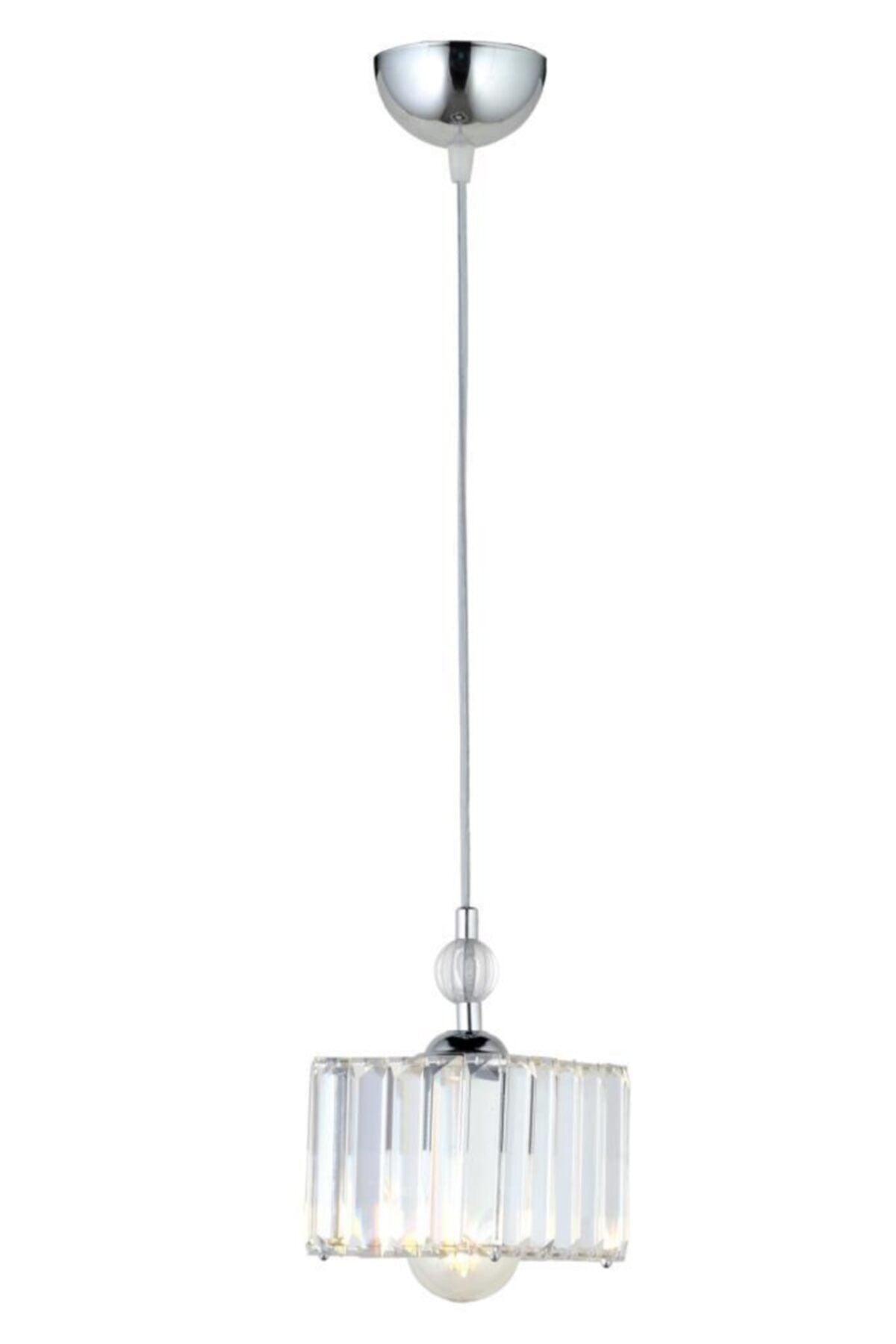 Dolunay Single K-10 Chrome Stone Installation Chandelier