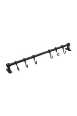 Wall Mounted Cup And Spoon Hanger With 6 Hooks Black 50cm - Swordslife