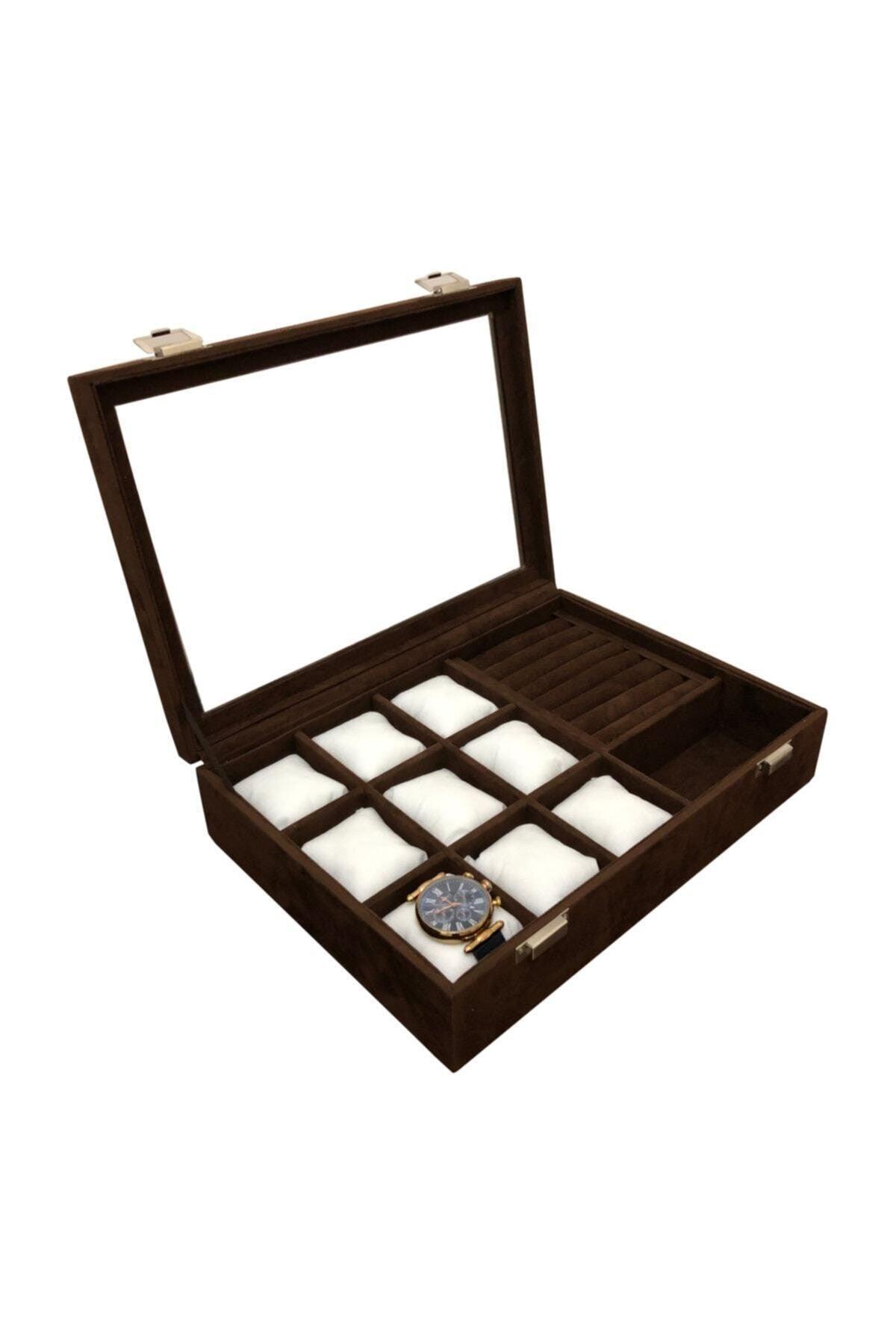 Watch Ring Cufflink And Glasses Multi-Purpose Jewelry Box Brown Watch Box - Swordslife