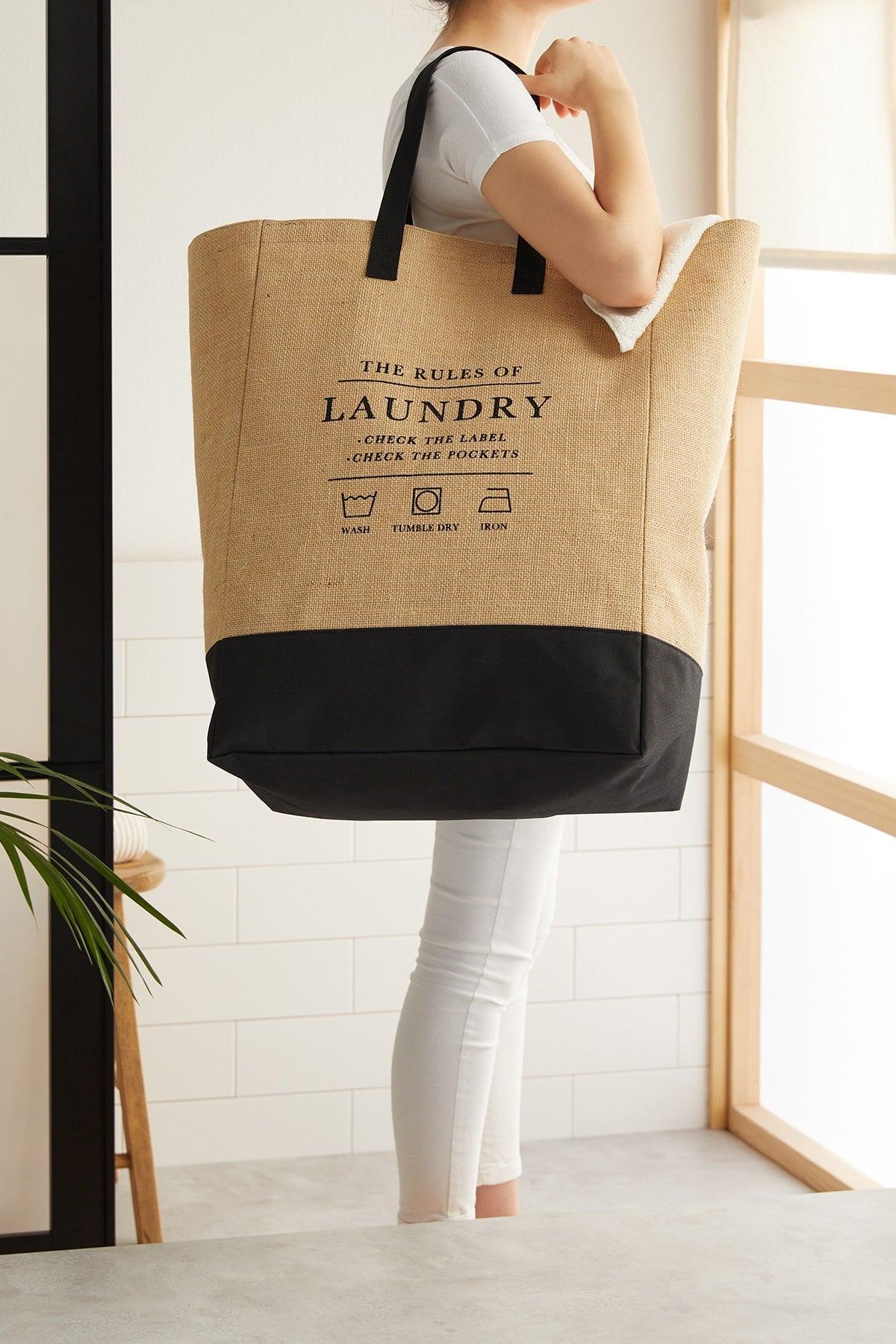 Jute Laundry Bag With Waterproof Base // 40x25x55 - Swordslife