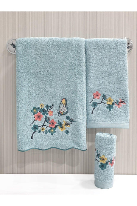 Wavy Edge Embroidered 3-Piece Towel Set 30x50 / 40x60 / 50x90 Cm - Swordslife