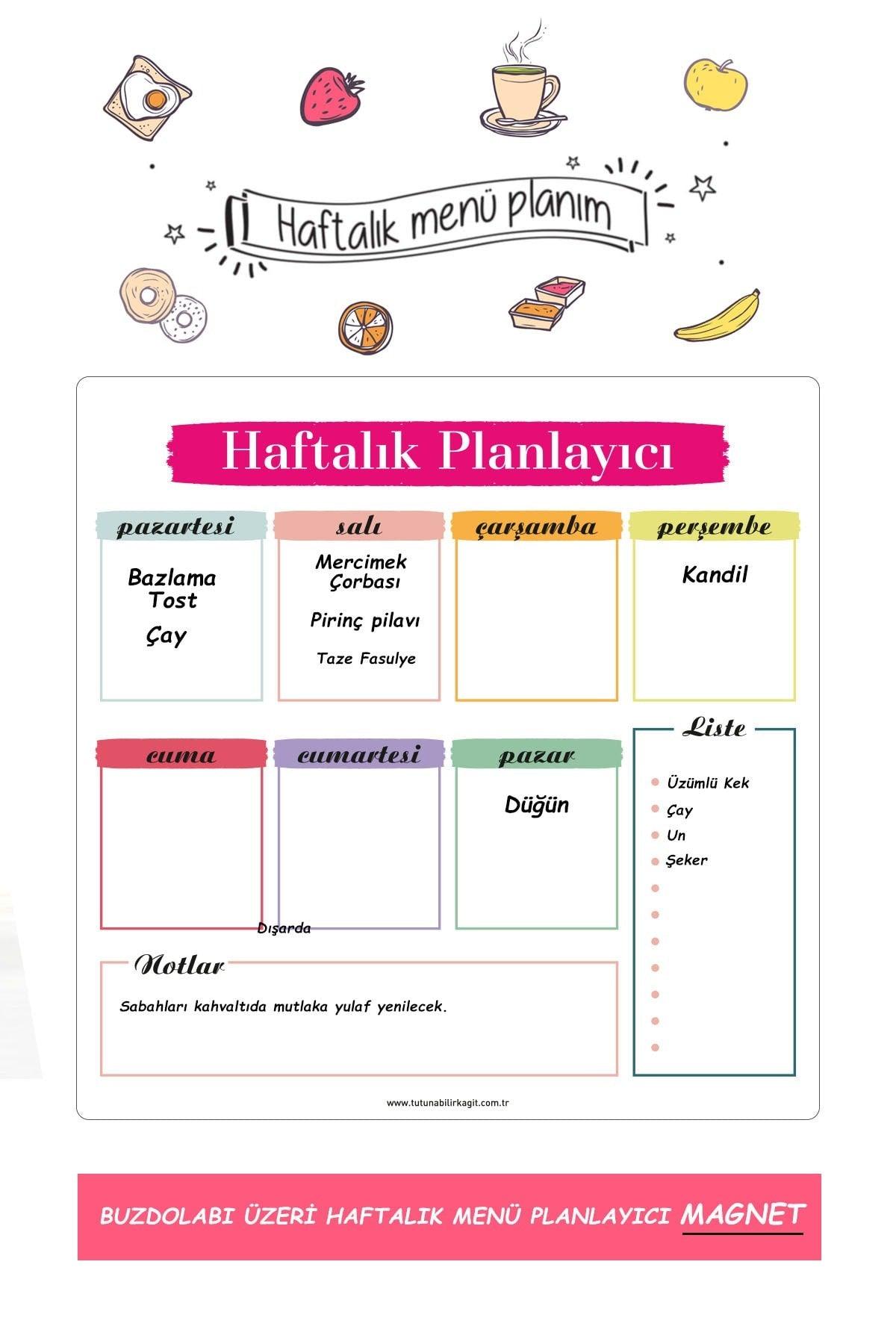 Weekly Magnet Planner Menu Magnet