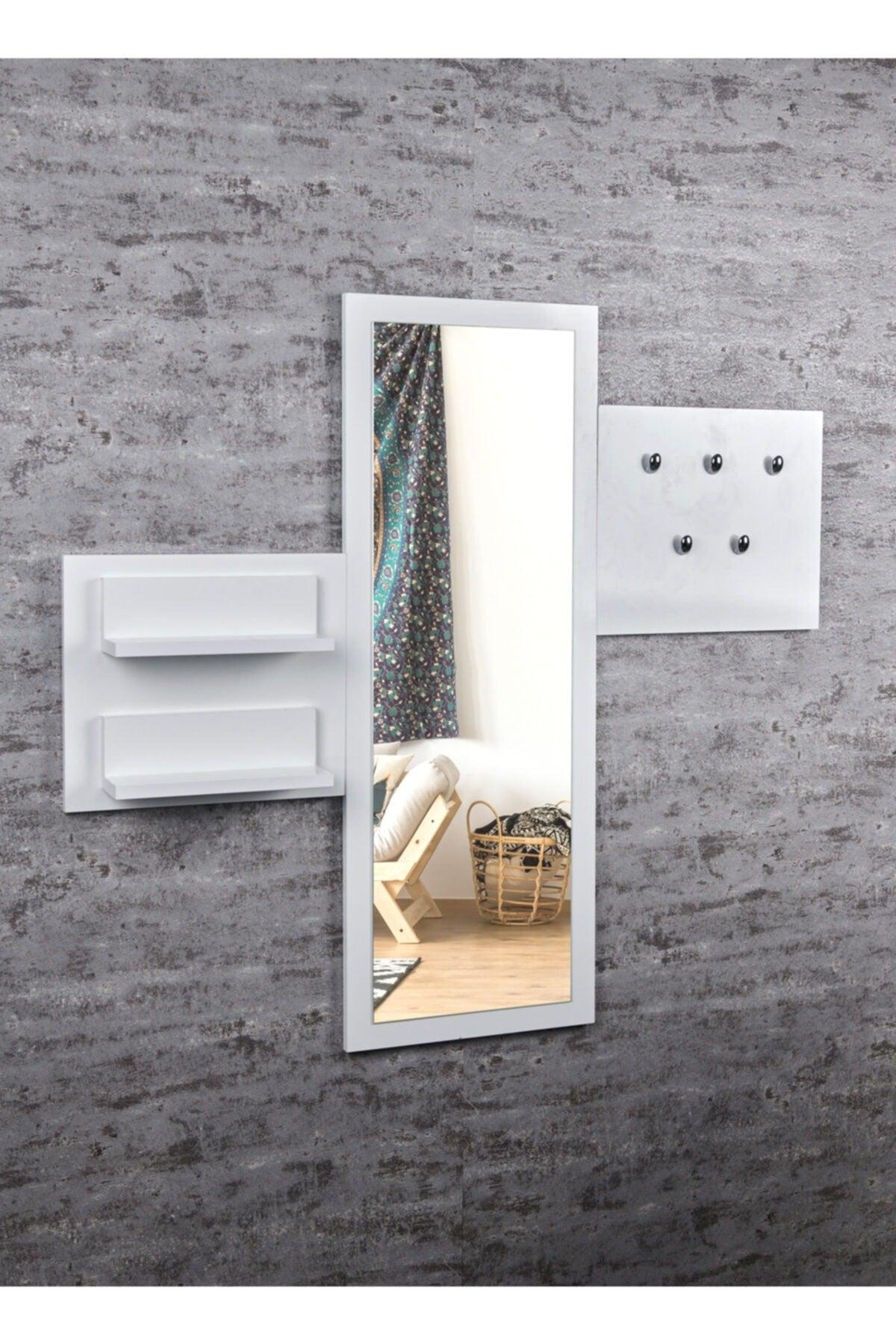 White Decorative Rectangle Mirrored Hanger