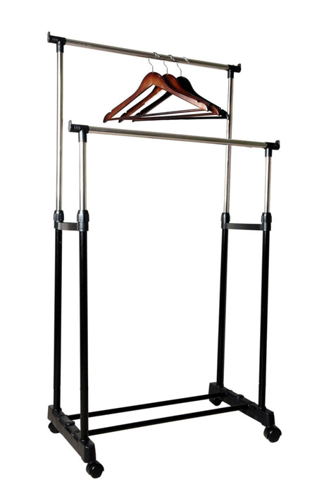 Wheeled Clothes Rack Double Top