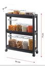 Wheeled Rectangular 3-Tier Shelving Unit -bathroom Kitchen Organizer - Swordslife