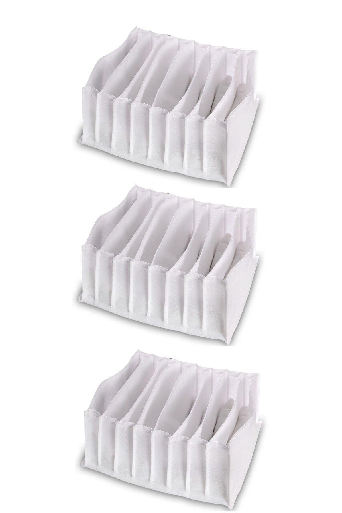 White 3 Pieces Large Drawer Organizer with 8 Compartments 27 X 35 X 17 - Swordslife