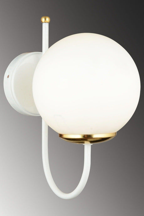 White Cane White Globe Glass Upward Facing Modern Wall Sconce - Swordslife