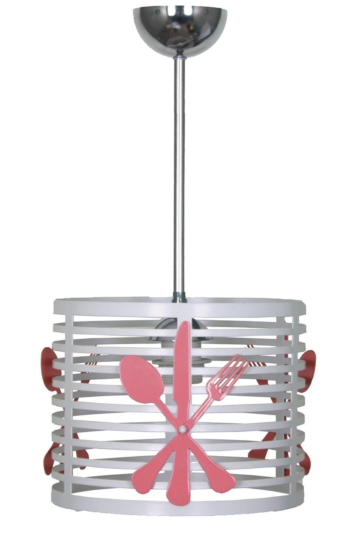 White Case Pink Cutlery Grille Kitchen Single Chandelier - Swordslife