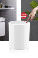 White Click Lid Round Dustbin - Swordslife