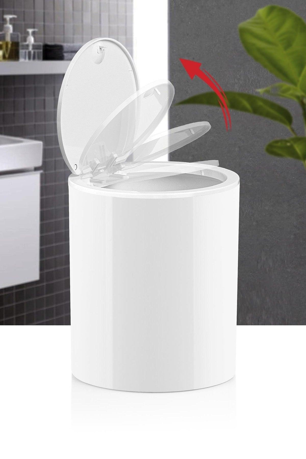 White Click Lid Round Dustbin - Swordslife