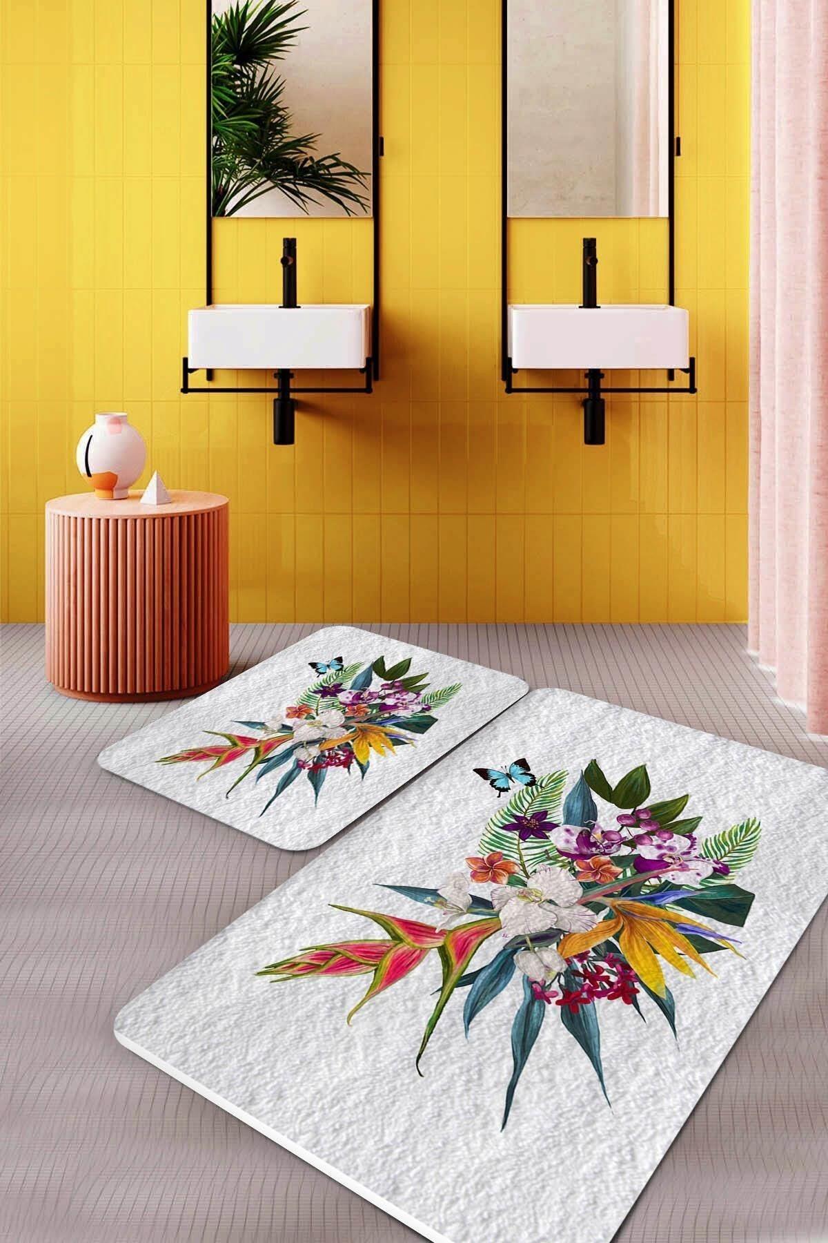 White Floor Colorful Leaf Bath Mat - Swordslife