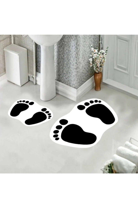 White Background Footprint Patterned Doormat Set Closet Set - Swordslife