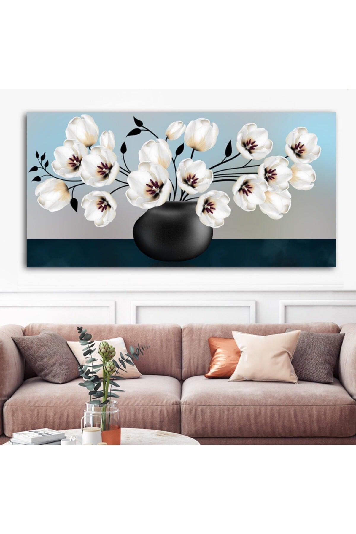 White Flower Canvas Painting - Swordslife