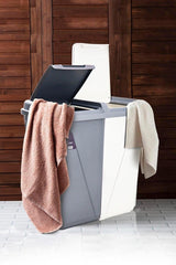 White Gray Vio Double Eye Laundry Basket 30 30