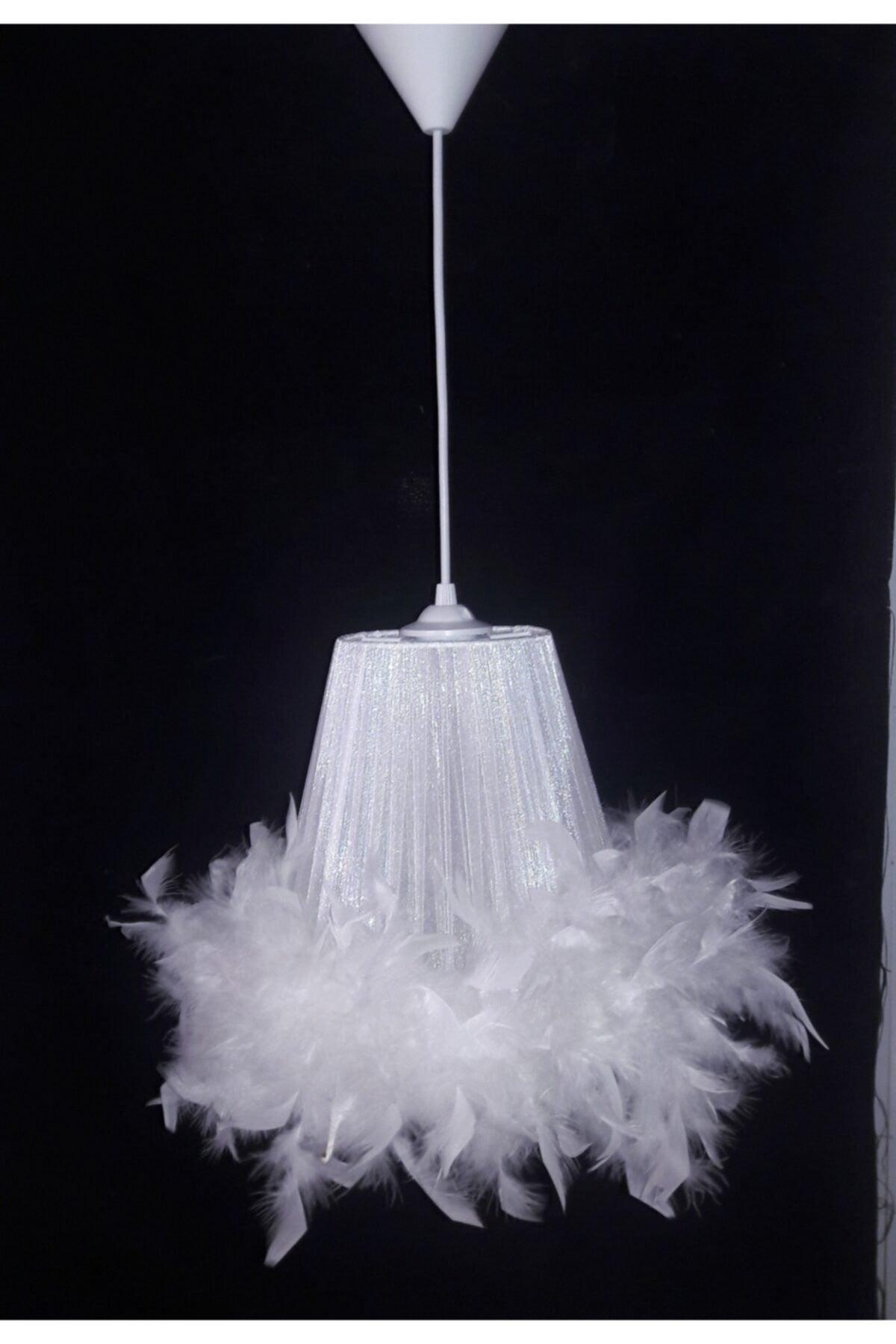 White Feather Chandelier Kids Room Baby Room Bedroom Chandelier - Swordslife