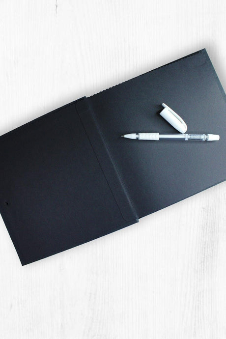 Black Memory Book with White Pen