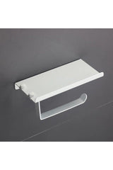 White Mobile Toilet Roll Holder With Phone Shelf