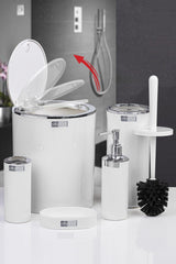 White Round Chrome 5 Pcs Bathroom Set