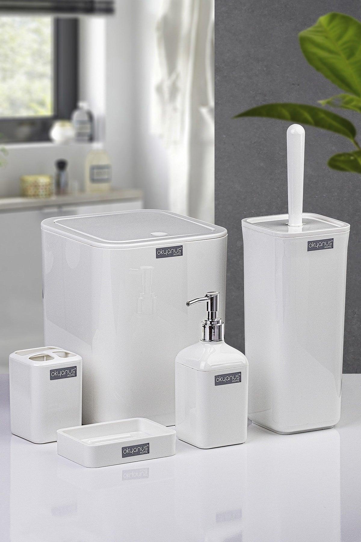 White Square Bathroom Set of 5 - Swordslife