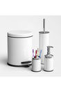 White Dustbin Wc Brush Liquid Soap Dispenser Teeth