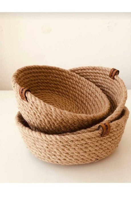 Wicker Basket Set, Jute Rope Basket, Bathroom Organizer, 100% Natural Stitched 3 Pieces - Swordslife