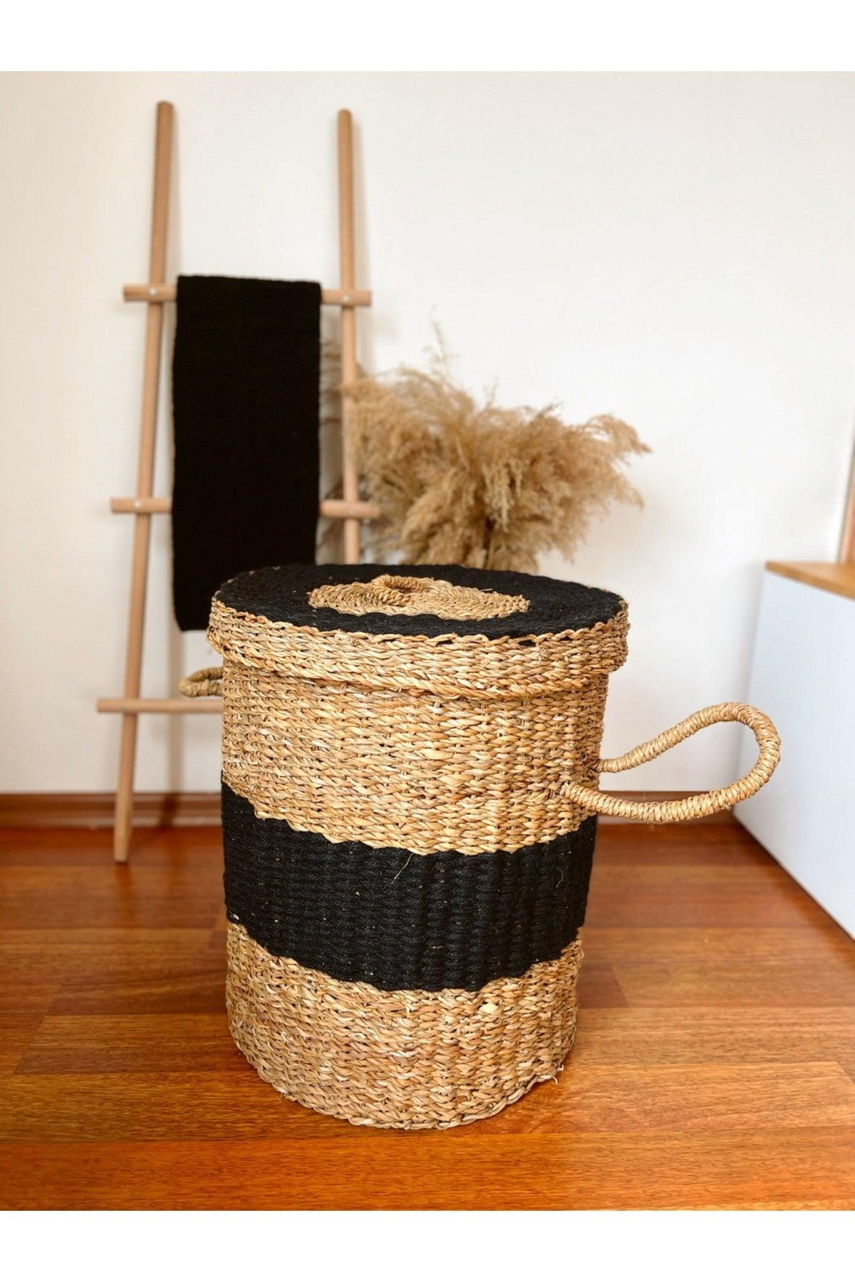 Large Laundry Basket/Organizer With Straw Lid And Handle - Swordslife