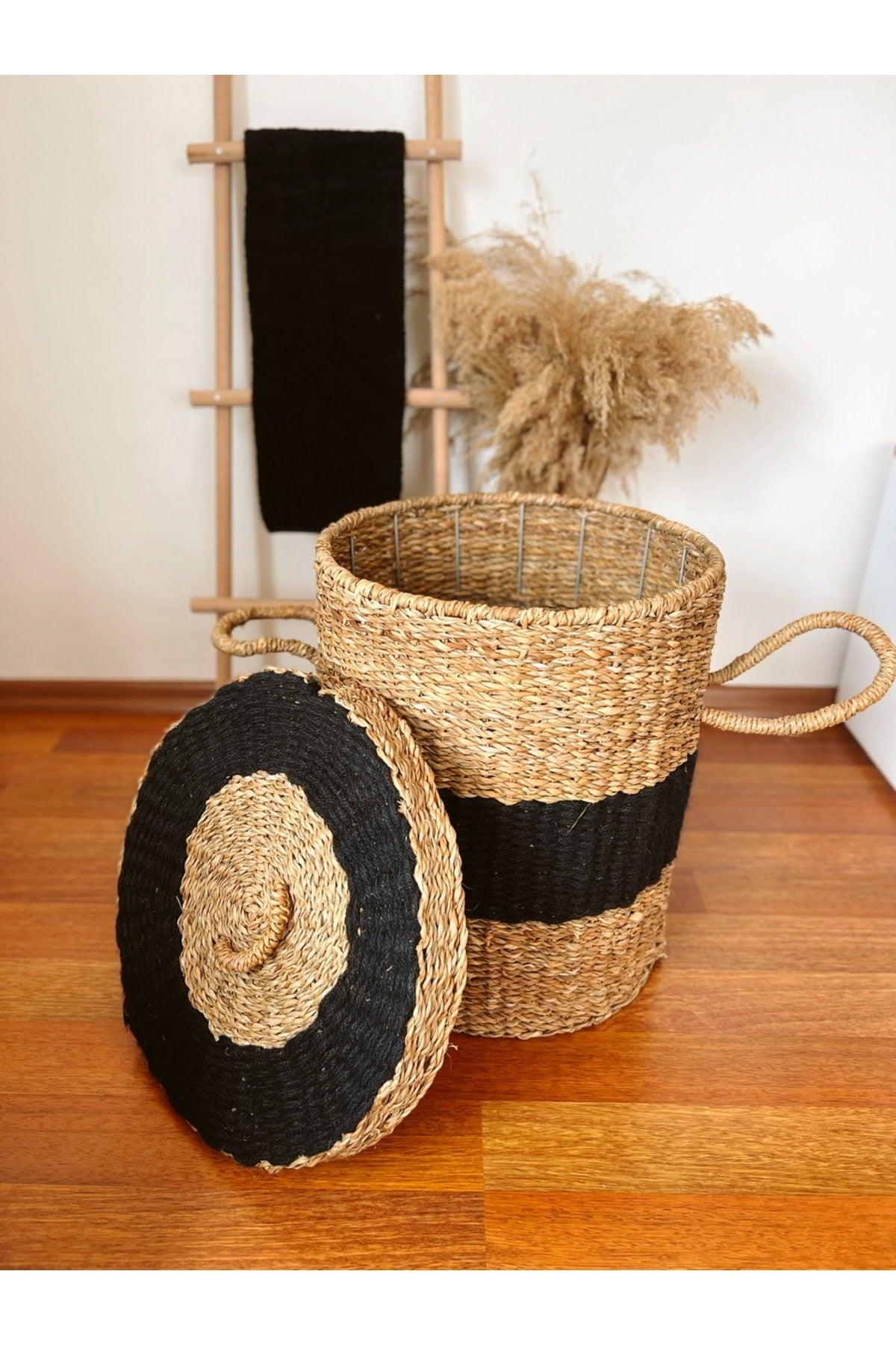 Large Laundry Basket/Organizer With Straw Lid And Handle - Swordslife