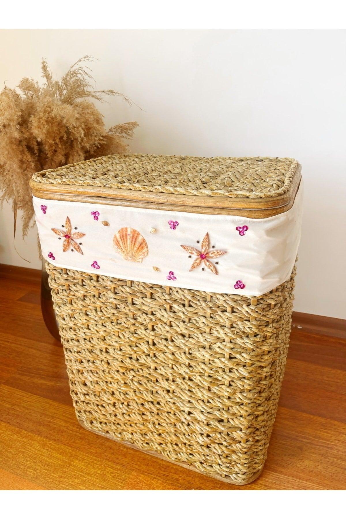 Large Size Natural Laundry Basket / Organizer With Straw Lid And Inner Protection - Swordslife