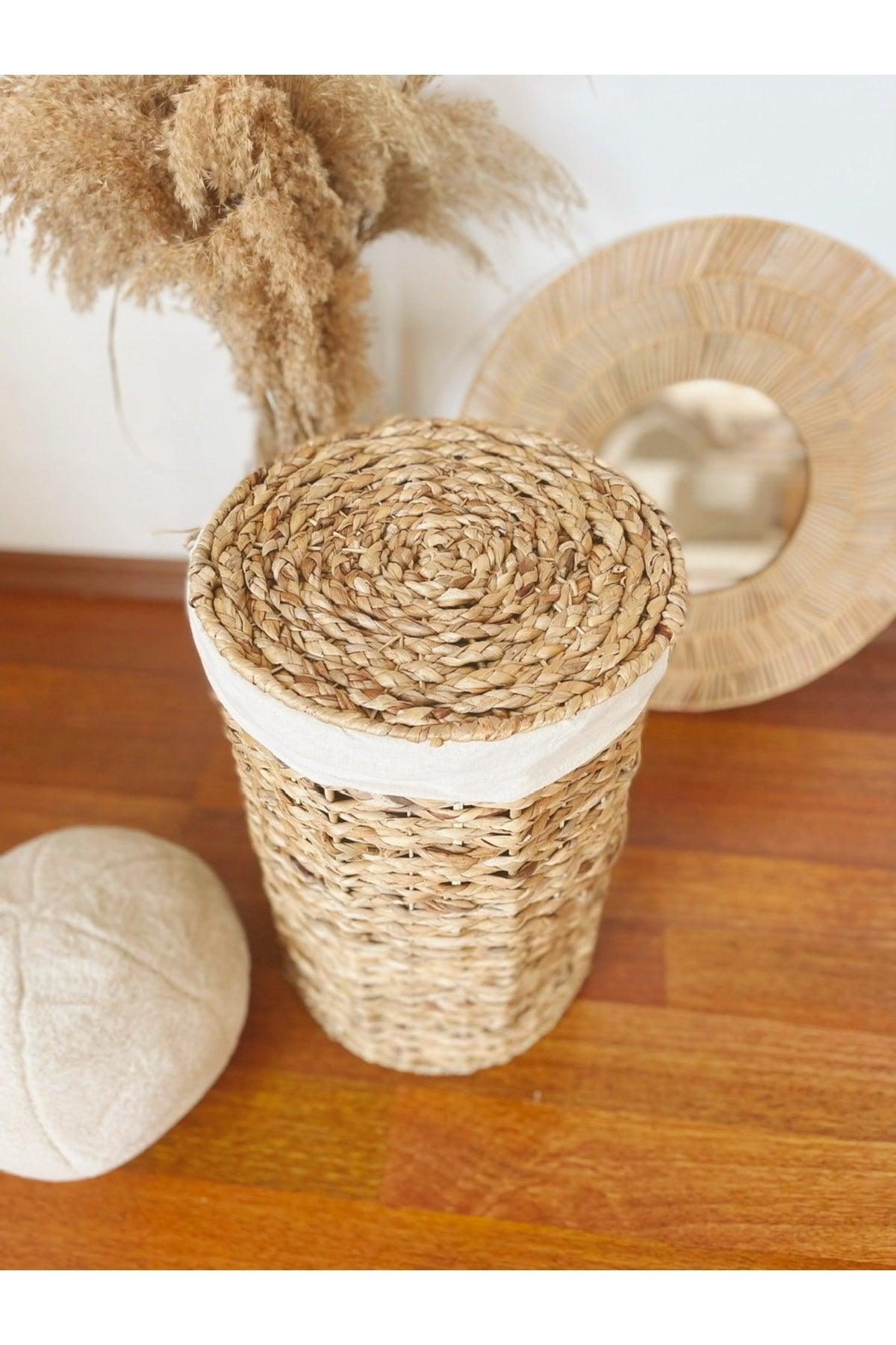 Small Size Lid Laundry Basket / Organizer With Straw Lid And Inner Protection - Swordslife