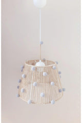 Straw Rope Wrapped Gray Pompom Baby And Kids Room Pendant Chandelier - Swordslife