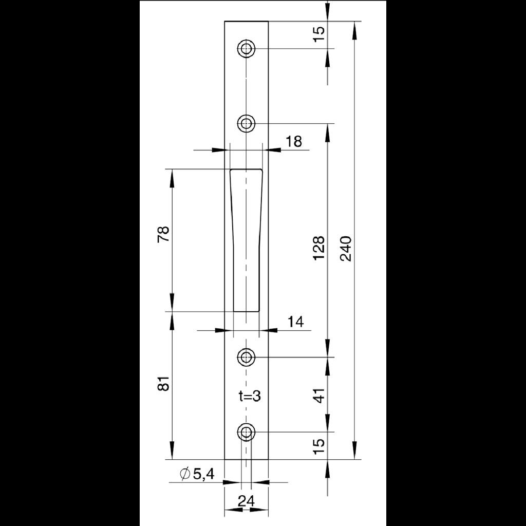 Wilka / Rotary latch locking plate / 9513 / käntig / 24x240x3 - Swordslife